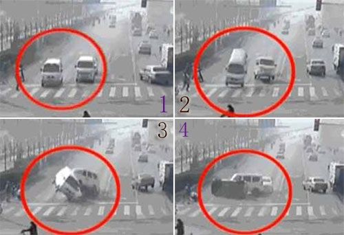 靈異車禍事故現場 監控視頻記錄全過程