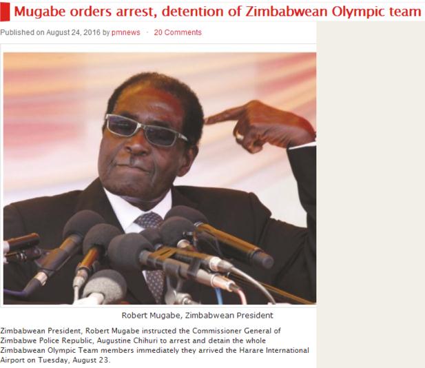 津巴布韦奥运未得牌 总统下令逮捕全队并要求偿还参加奥运会费用