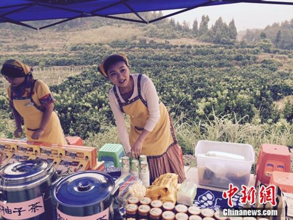 用菖蒲塘村当地柚子做的蜂蜜柚子茶。中新网 <p  align=