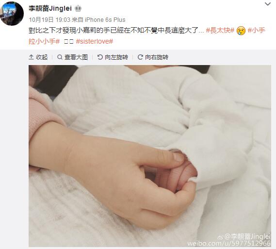 王力宏女兒出鏡 李靚蕾曬嘉莉嘉娜牽手照