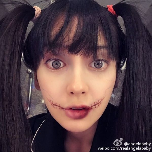 baby曬萬圣節(jié)妝容 雙馬尾少女撞臉范冰冰
