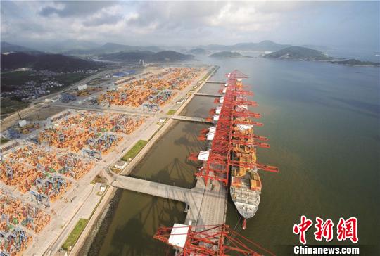 图为宁波舟山港北仑集装箱码头。浙江省交通厅供图