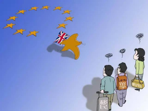 经济漫画：英国脱欧的影响。中新社发 赵天奇 作