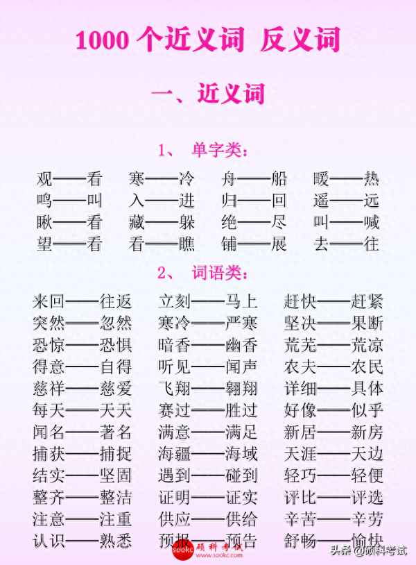 近义词大全1000个_近义词大全1000个解释