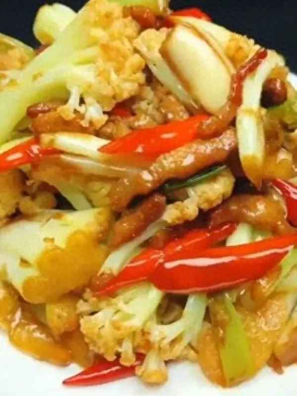 肉炒有機菜花家常做法;肉炒有機菜花圖片