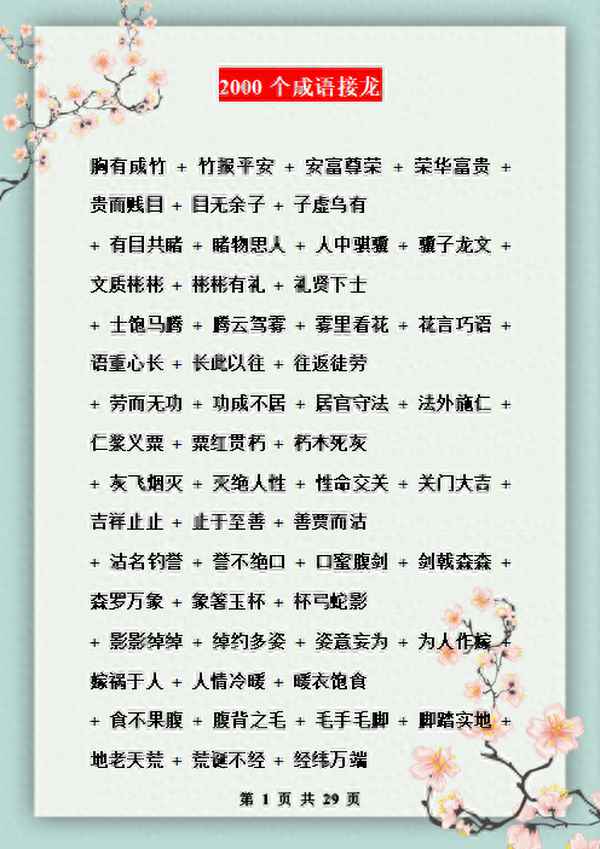 1～6年級(jí)成語(yǔ)大全接龍—小學(xué)低年級(jí)成語(yǔ)接龍