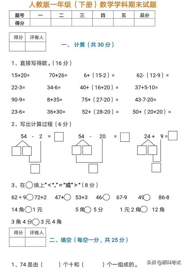 一年級(jí)下冊(cè)期末試卷數(shù)學(xué);一年級(jí)下冊(cè)期末試卷數(shù)學(xué)免費(fèi)
