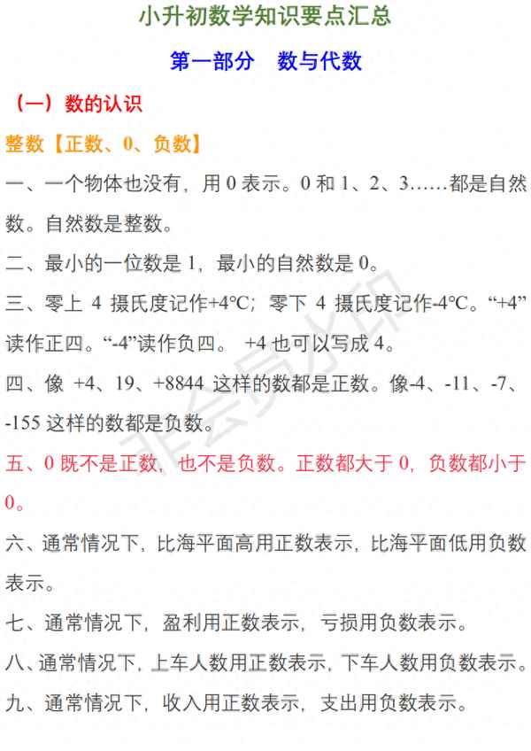 小升初數學知識點歸納整理_小升初數學試卷真題及答案