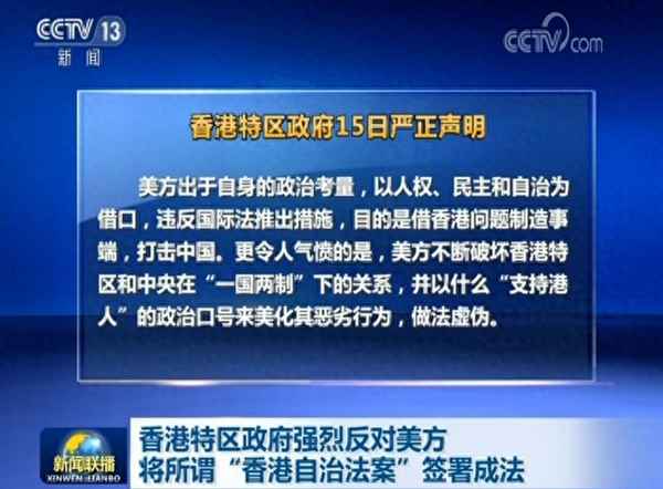 美國議會通過香港法案內容