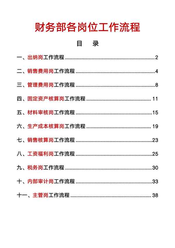 財務工作的內容及流程;財務重點工作