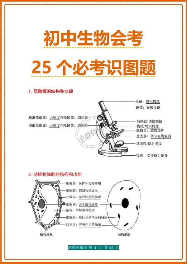 初中生物必考56張圖、學好生物的十個方法