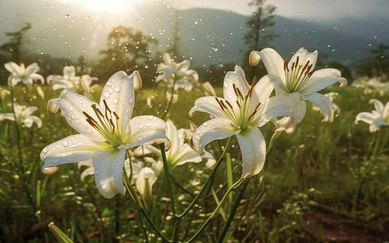 风中扬立的白百合瓣