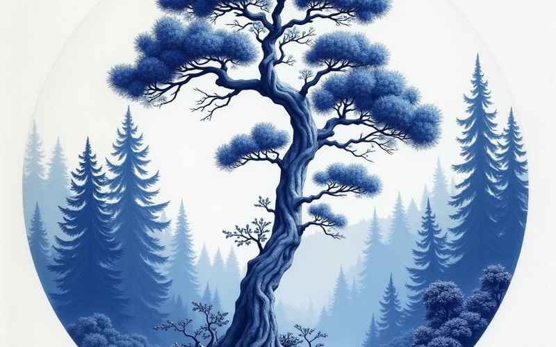 林口山水画，青花瓷韵致