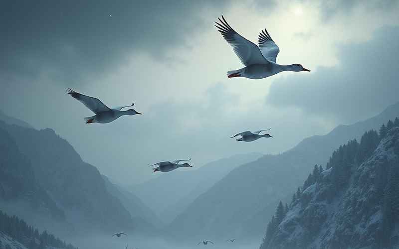 《天霜雁影：孤云万里寻归途》