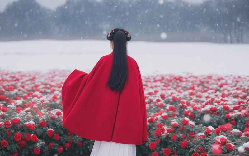 雪覆玫瑰，恋了爱了，此生与你共白头