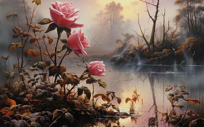 迷雾中盛放的玫瑰