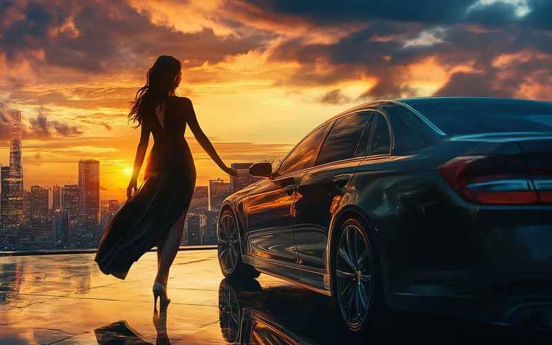 汽車美女壁紙(汽車美女背景圖)