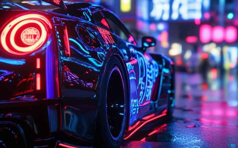 夜晚的汽车、夜晚的汽车霓虹灯美图