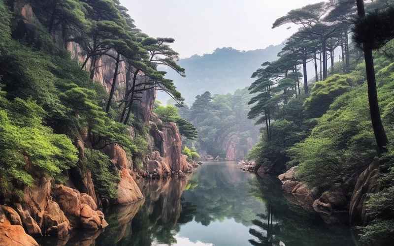 卧龙岗风影云层碧潭漫步自游