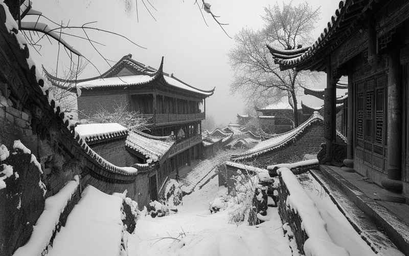 暮雪沉溪风乍起，旧忆新潮两重天