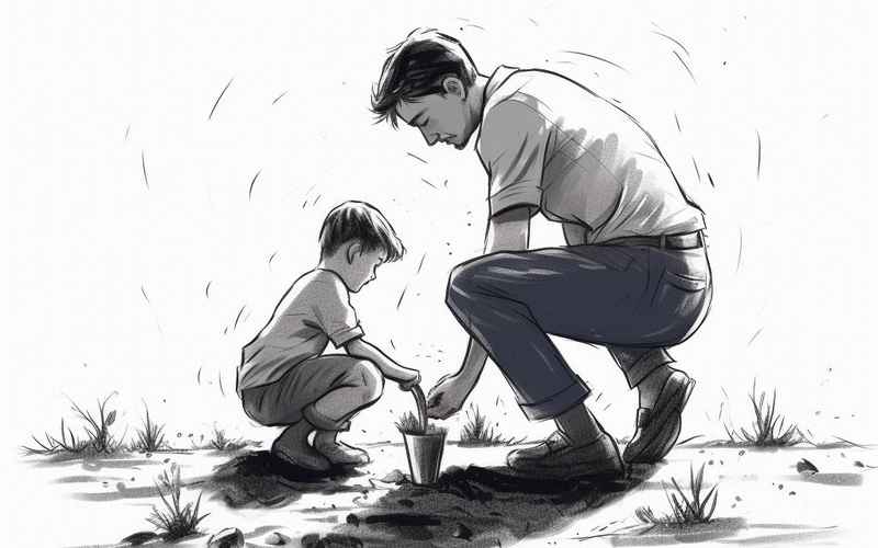 爸爸的眼泪化作春雨灌溉家的土壤